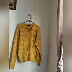 Bobby Jones Sweater Men XL Yellow V-Neck Academia Office Versatile Casual Fall